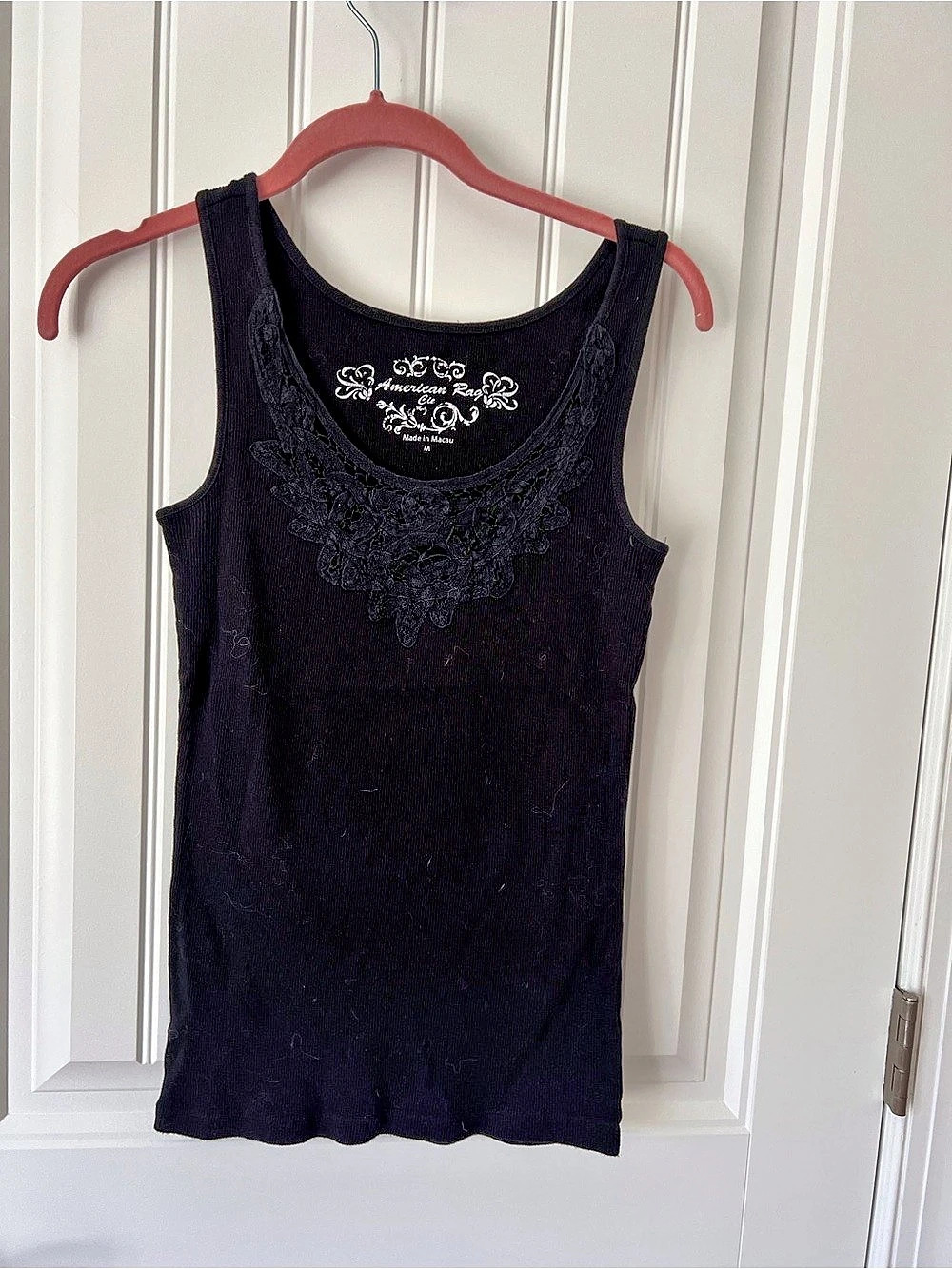 American Rag Black Lace-Trim Tank Top